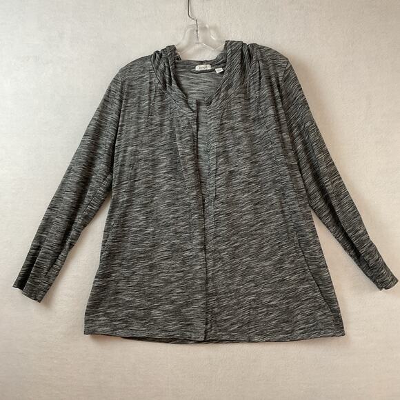 J. Jill Sweaters - J Jill Pure Jill Cardigan Jacket Womens XS Black Open Front Hooded‎ Long Sleeve